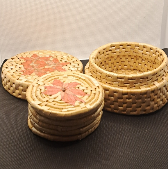 Vintage woven coasters set Boho. - Picture 5 of 5
